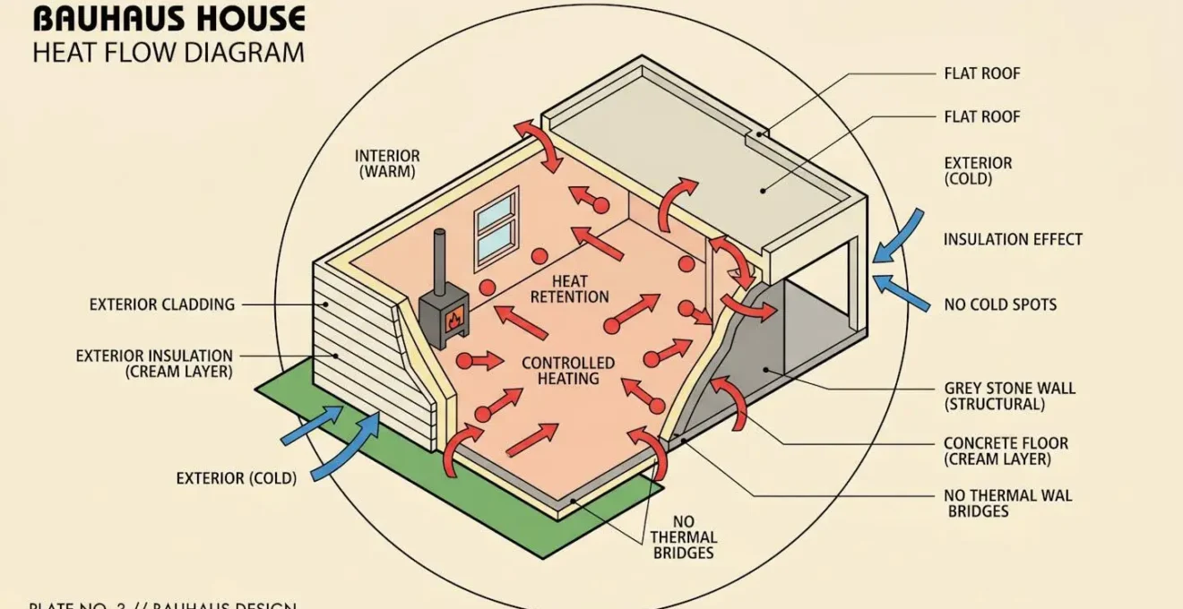Schéma comparatif montrant le principe de l'isolation thermique par l'extérieur
